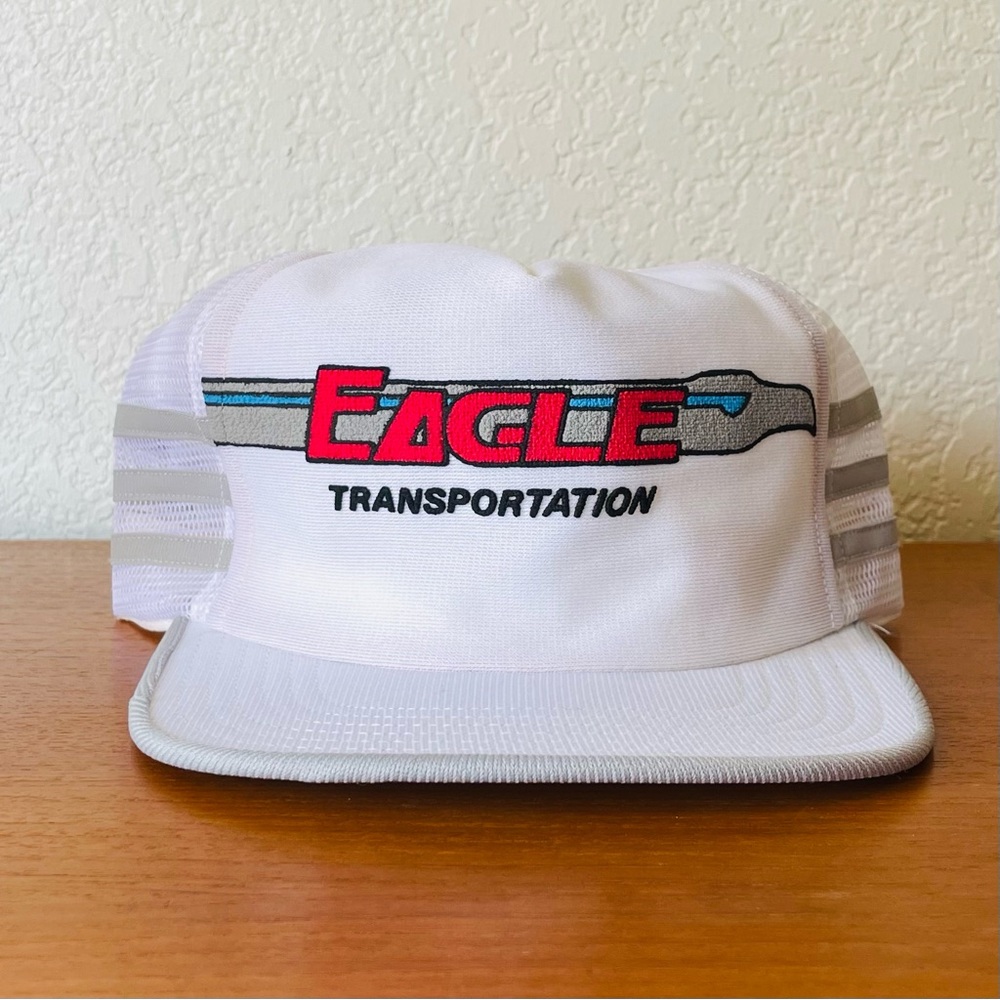 Vintage Eagle Transportation White Trucker Hat